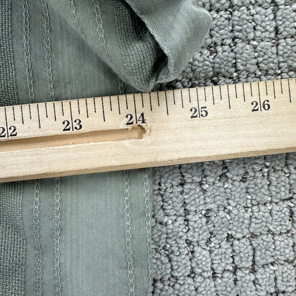 Chicos Womens Shirt 2X Olive Green Button Down Short Sleeve V-Neck Stripe Patter - Picture 3 of 8